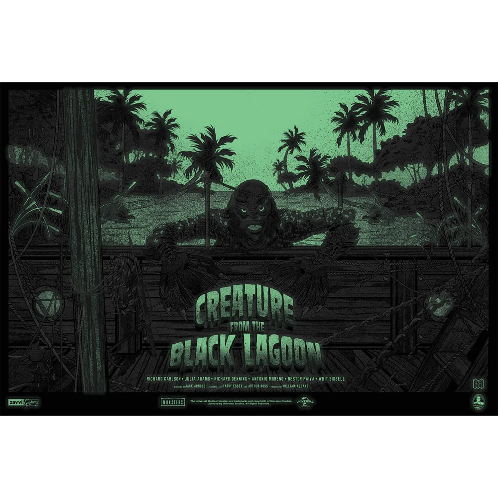 Creature From the Black Lagoon Glow in the Dark Screenprint Variant by Germain Mainger - Zavvi Exclusive (Limited to 50) Afbeelding 1