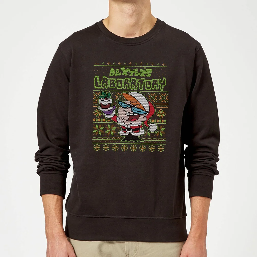 Dexter's Lab Pattern Christmas Jumper - Black - S Afbeelding 1