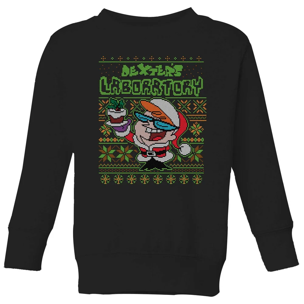 Dexter's Lab Pattern Kids' Christmas Jumper - Black - 98/104 (3-4 jaar) Afbeelding 1