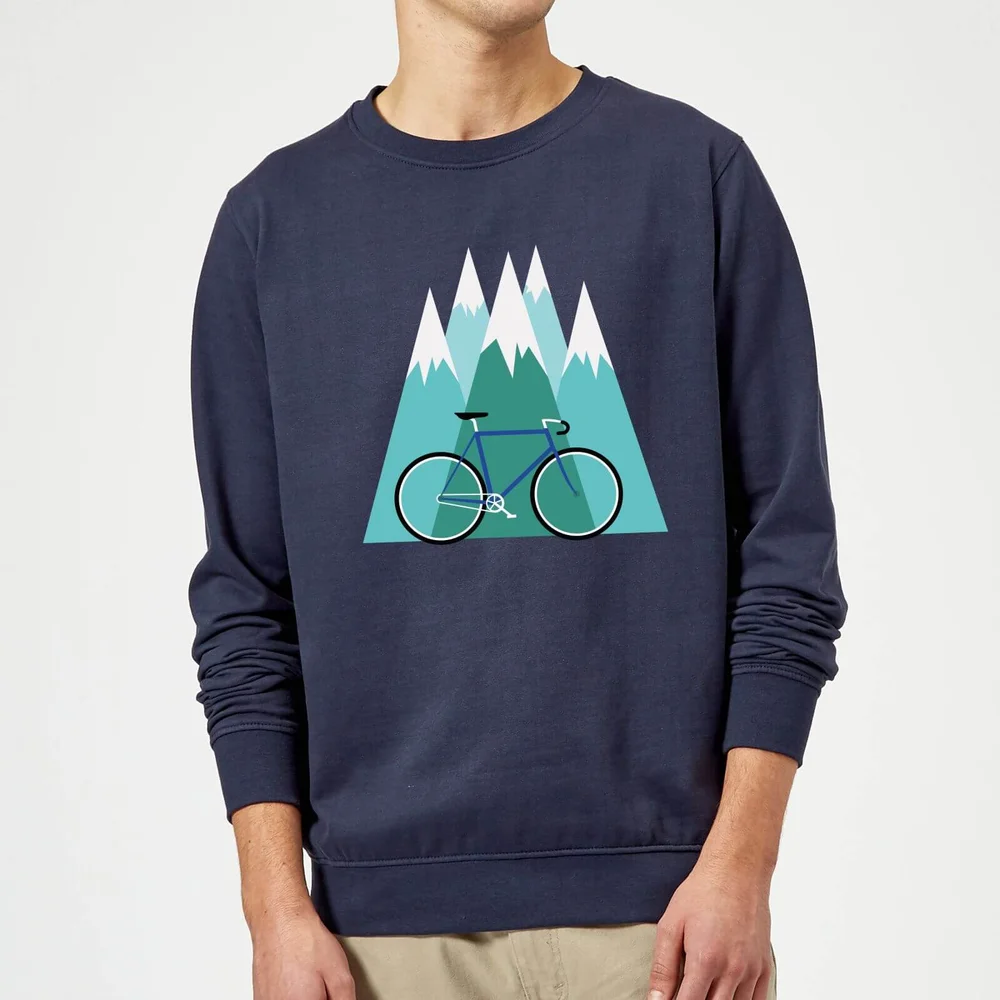 Bike and Mountains Christmas Jumper - Navy - S - Navy blauw Afbeelding 1