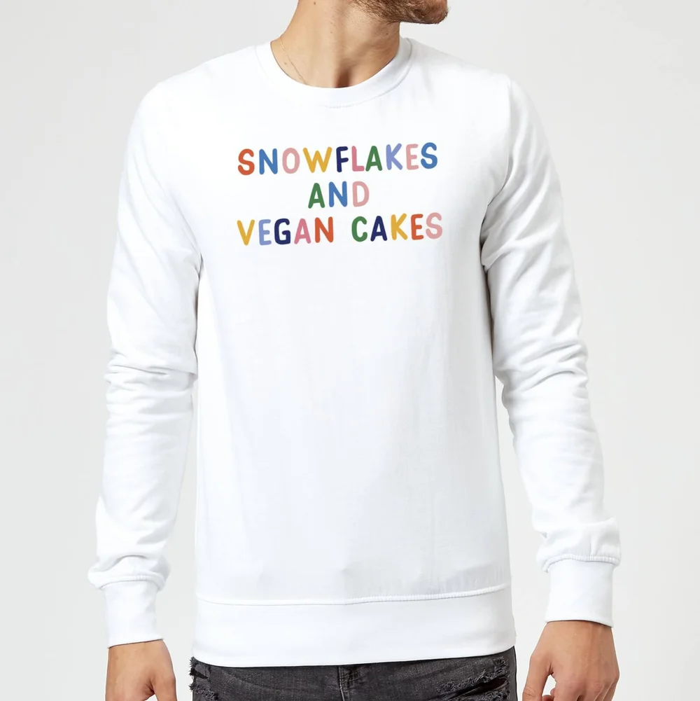Snowflakes and Vegan Cakes Christmas Sweatshirt - White - S Afbeelding 1