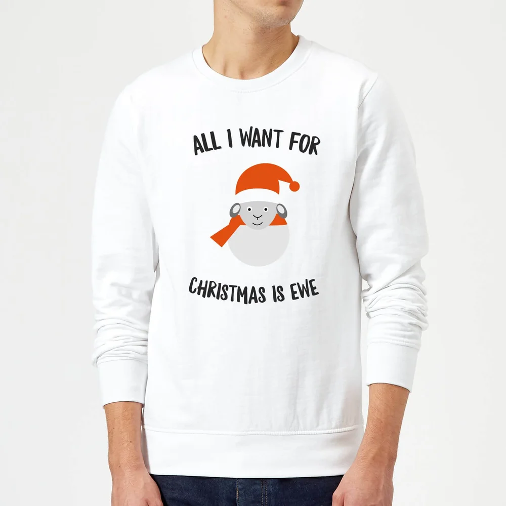 All I Want for Christmas Is Ewe Christmas Sweatshirt - White - S - Wit Afbeelding 1