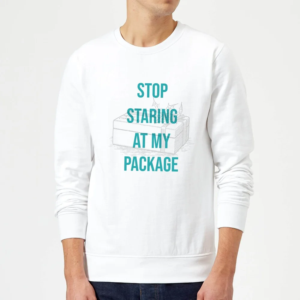 Stop Staring At My Package Kersttrui - Wit - S - Wit Afbeelding 1