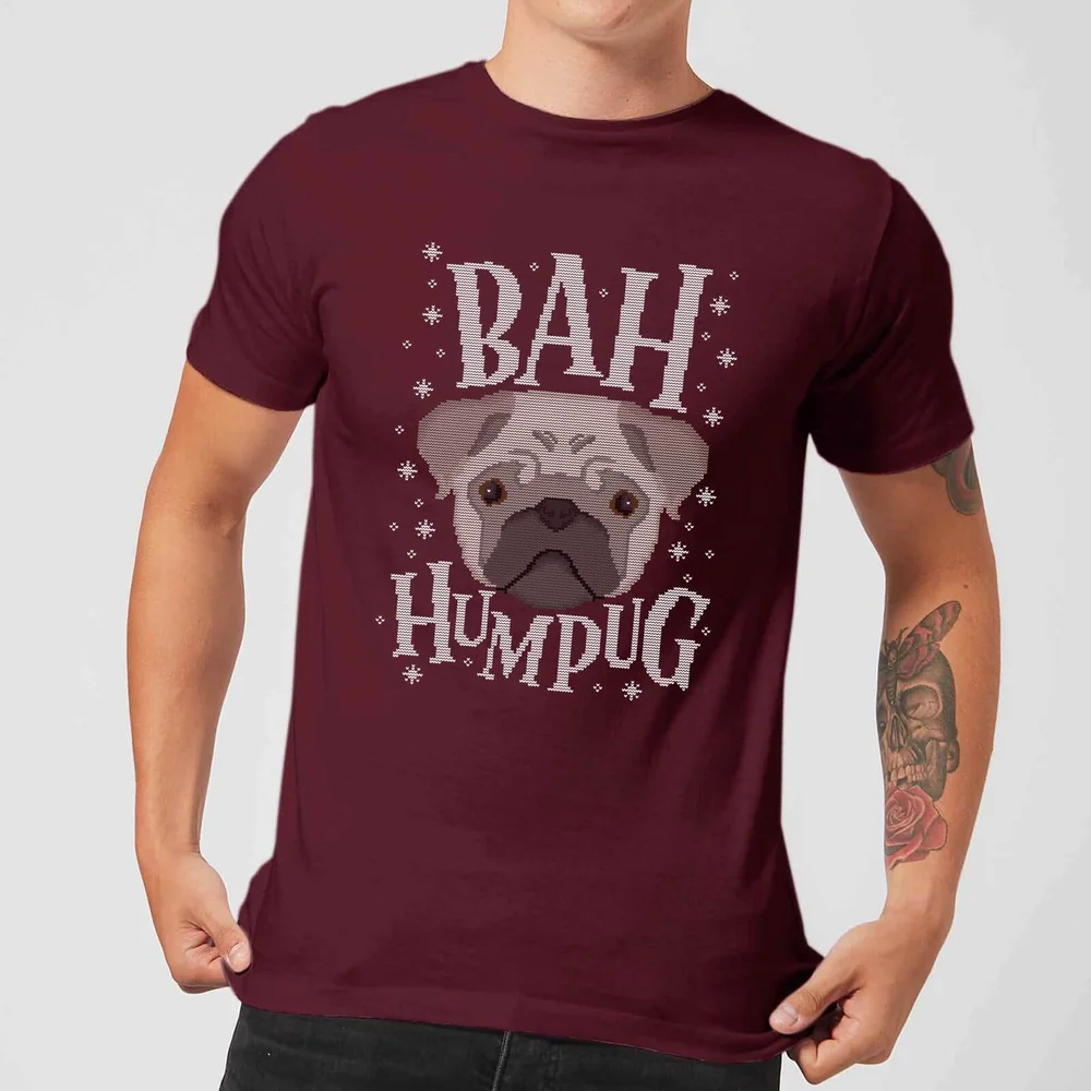 Bah Humpug Men's Christmas T-Shirt - Burgundy - M - Burgundy Afbeelding 1