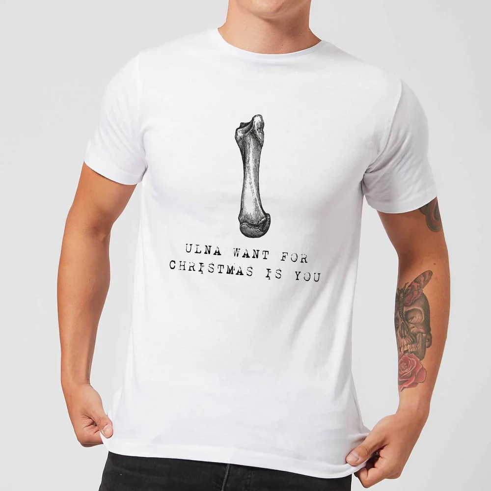 Ulna Want for Christmas Is You Men's Christmas T-Shirt - White - S - Wit Afbeelding 1