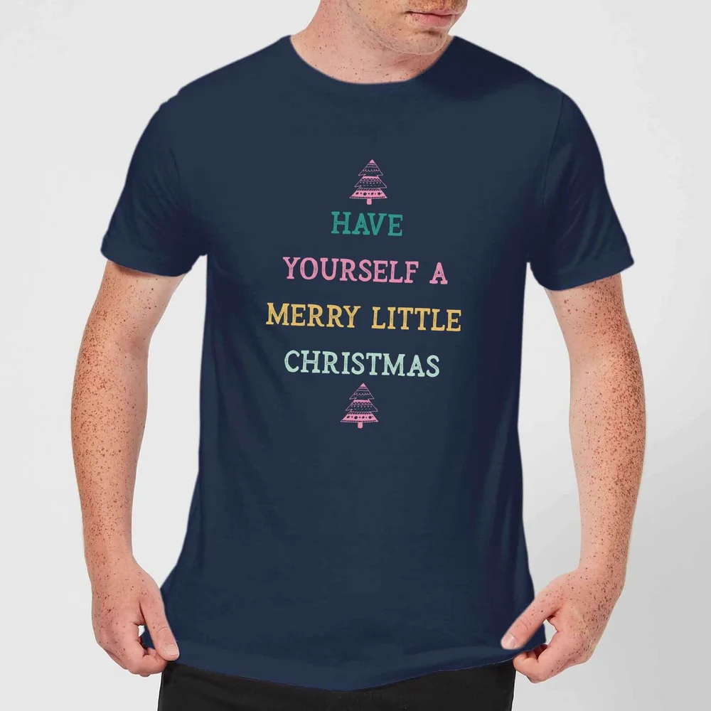Have Yourself A Merry Little Christmas Men's Christmas T-Shirt - Navy - S - Navy blauw Afbeelding 1