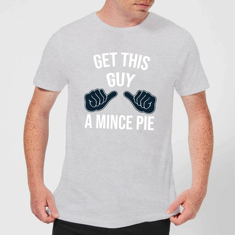 Get This Guy A Mince Pie Men's Christmas T-Shirt - Grey - S Afbeelding 1