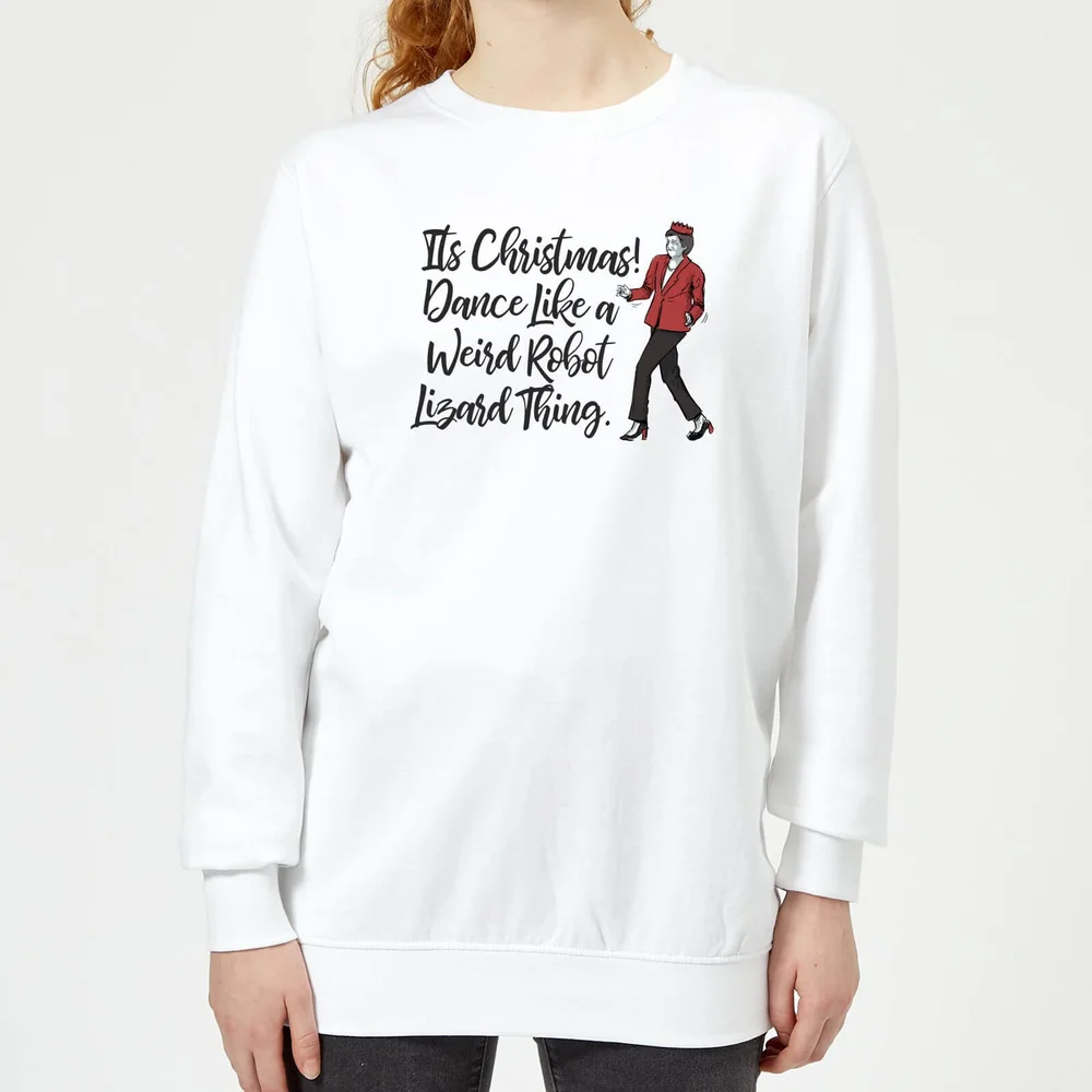 Its Christmas, Dance Like A Weird Robot Dames Kersttrui - Wit - XS - Wit Afbeelding 1