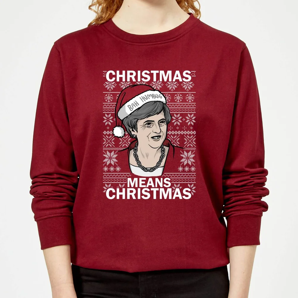 Christmas Means Christmas Women's Christmas Sweatshirt - Burgundy - XS - Burgundy Afbeelding 1