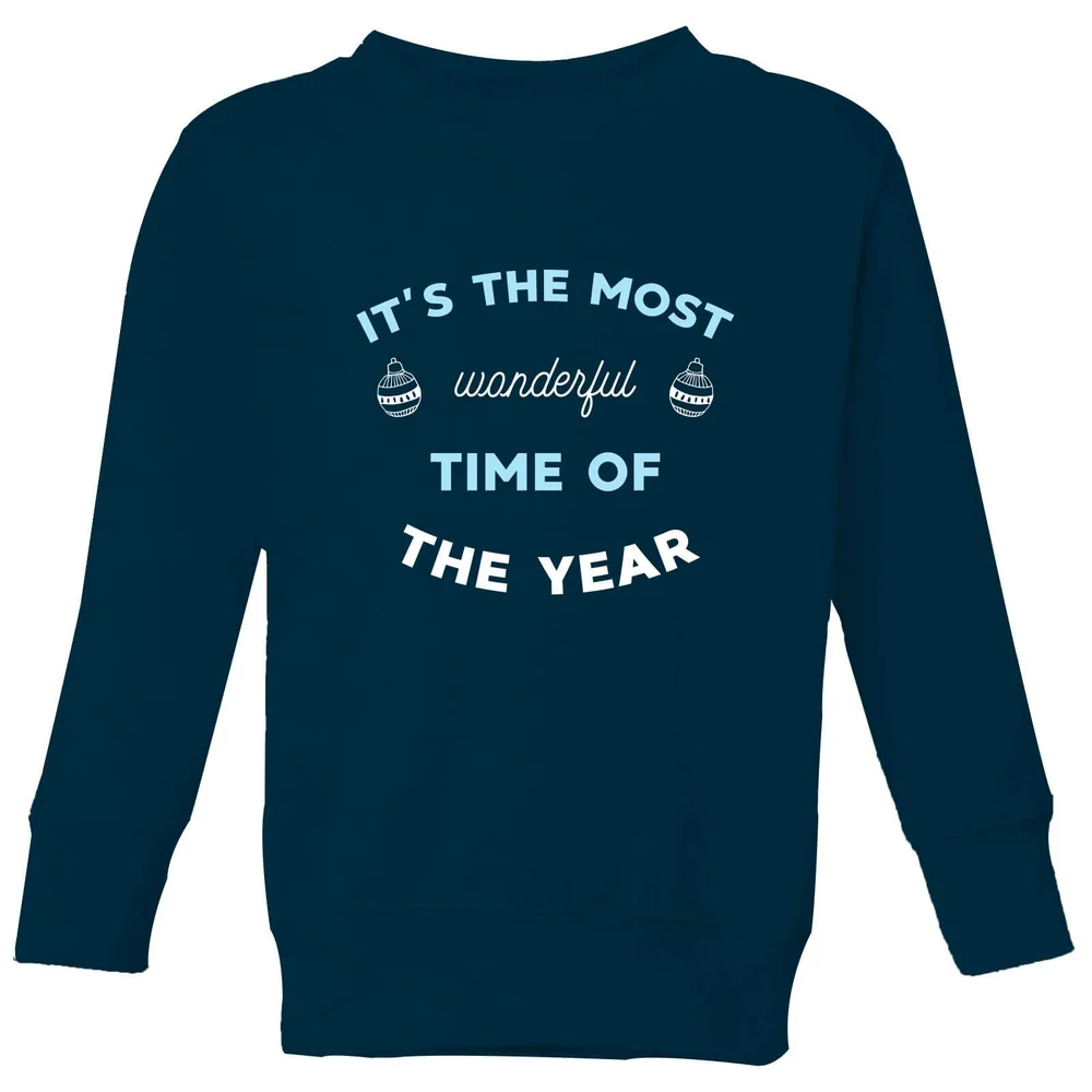 It's The Most Wonderful Time Of The Year Kids' Christmas Sweatshirt - Navy - 98/104 (3-4 jaar) - Navy blauw Afbeelding 1