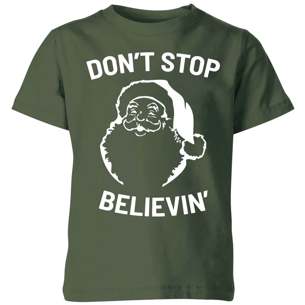 Don't Stop Believin' Kids' Christmas T-Shirt - Forest Green - 98/104 (3-4 jaar) - Forest Green Afbeelding 1