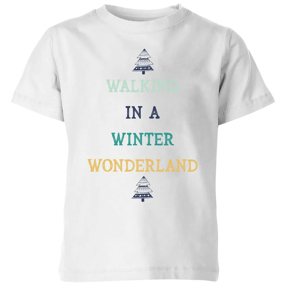 Walking In A Winter Wonderland Kids' Christmas T-Shirt - White - 98/104 (3-4 jaar) - Wit Afbeelding 1