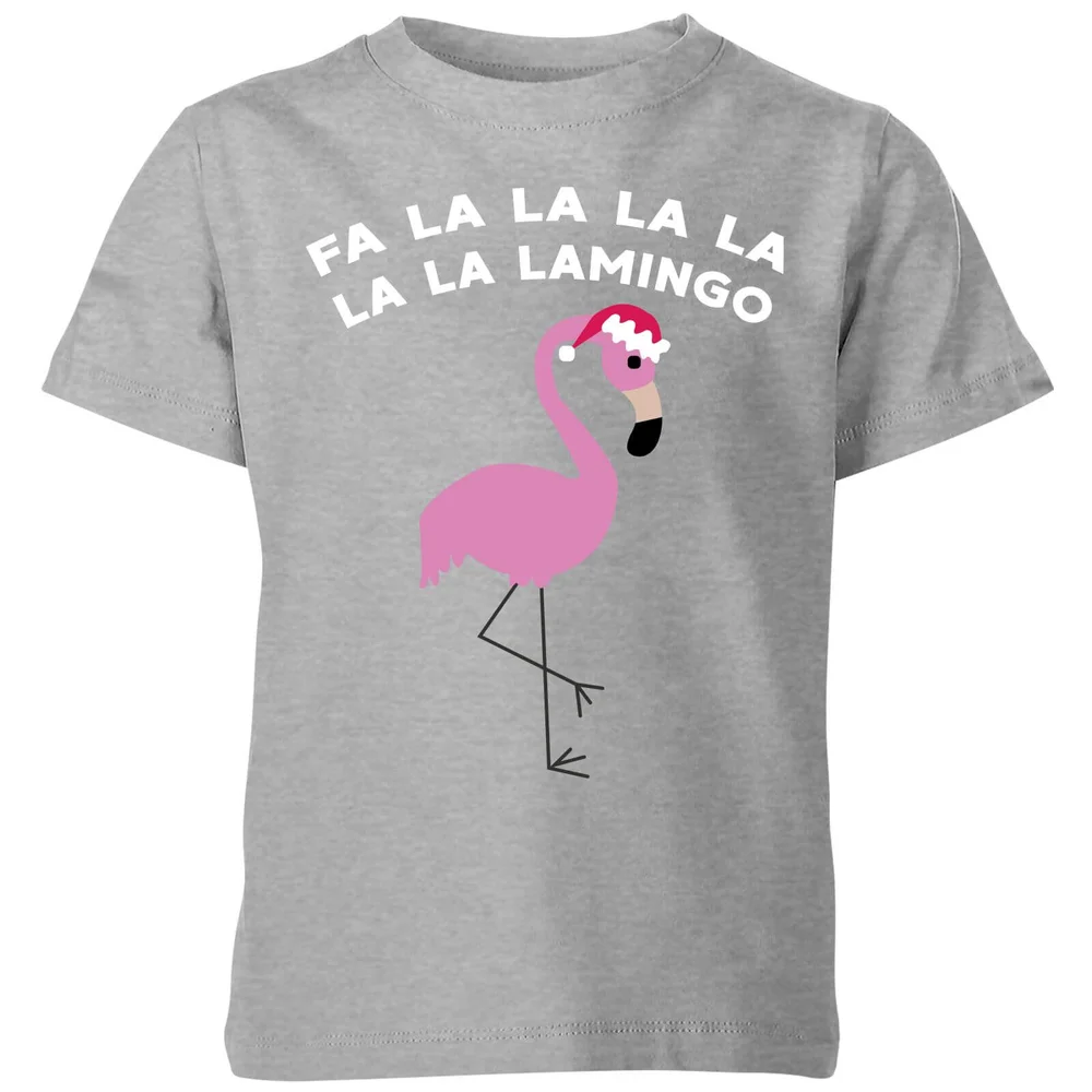 Fa La La La La La La Lamingo Kids' Christmas T-Shirt - Grey - 98/104 (3-4 jaar) - Grijs Afbeelding 1