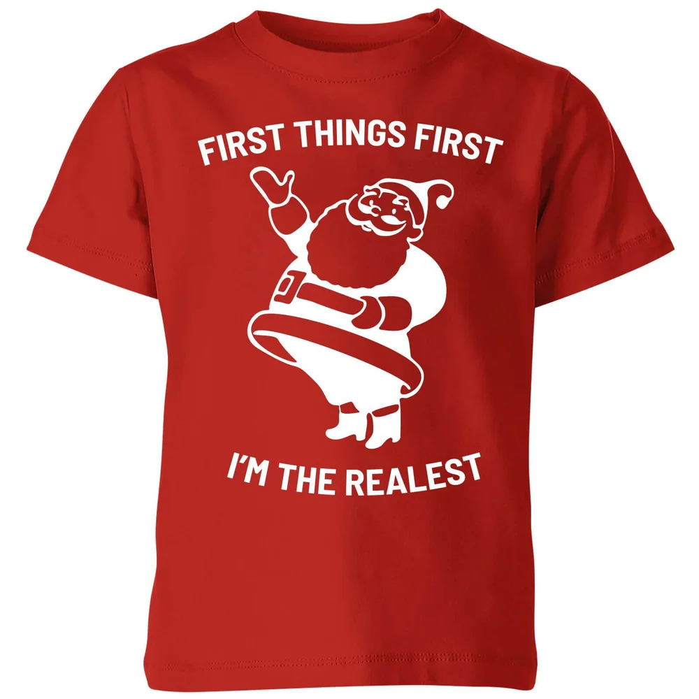First Things First I'm The Realest Kids' Christmas T-Shirt - Red - 98/104 (3-4 jaar) - Rood Afbeelding 1
