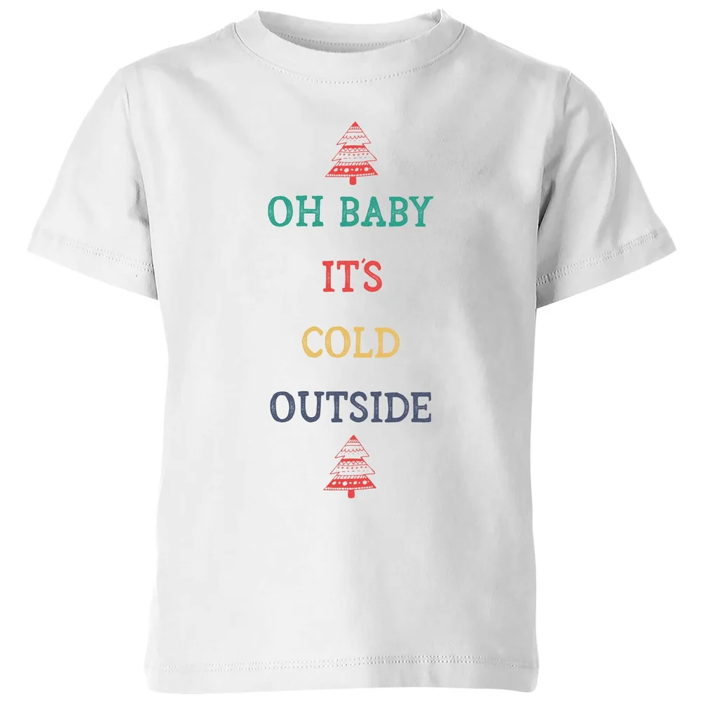 Oh Baby It's Cold Outside Kids' Christmas T-Shirt - White - 98/104 (3-4 jaar) Afbeelding 1