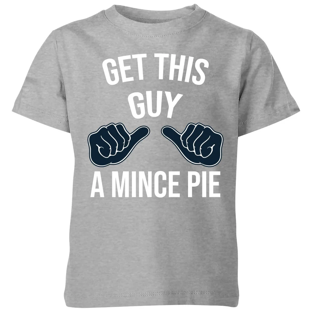 Get This Guy A Mince Pie Kids' Christmas T-Shirt - Grey - 98/104 (3-4 jaar) Afbeelding 1