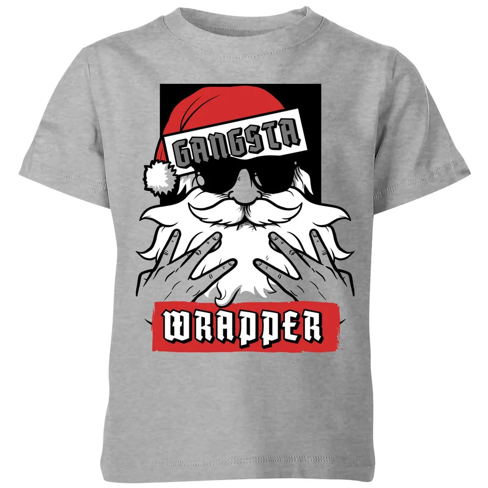 Gangsta Wrapper Kids' Christmas T-Shirt - Grey - 98/104 (3-4 jaar) - Grijs Afbeelding 1