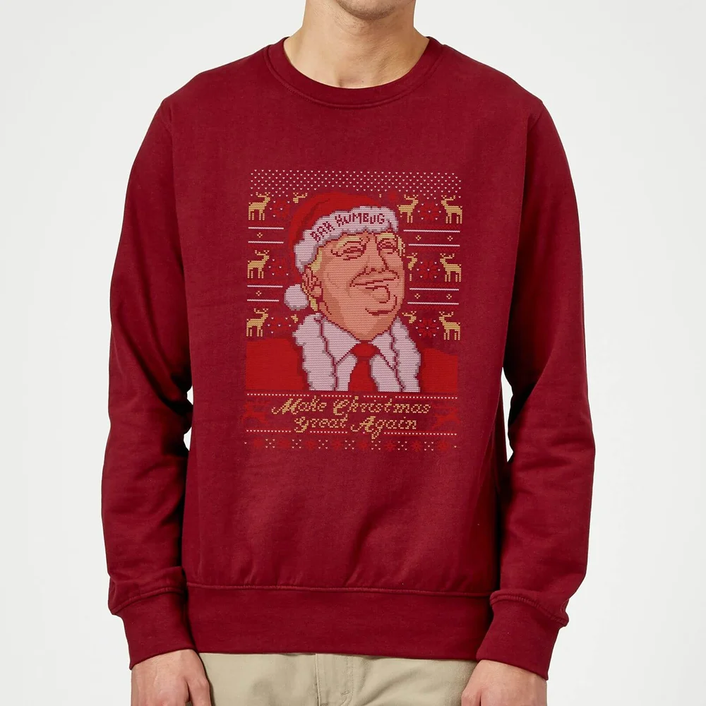 Make Christmas Great Again Donald Trump Christmas Jumper - Burgundy - S Afbeelding 1