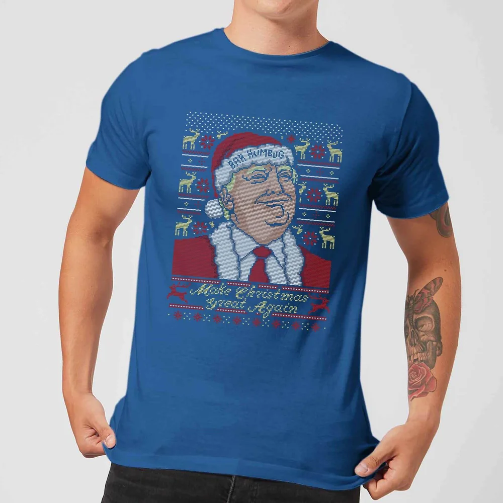 Make Christmas Great Again Donald Trump Men's Christmas T-Shirt - Royal Blue - S - Royal Blue Afbeelding 1