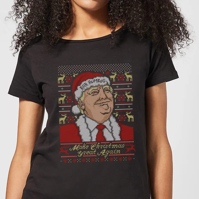 Make Christmas Great Again Donald Trump Women's Christmas T-Shirt - Black