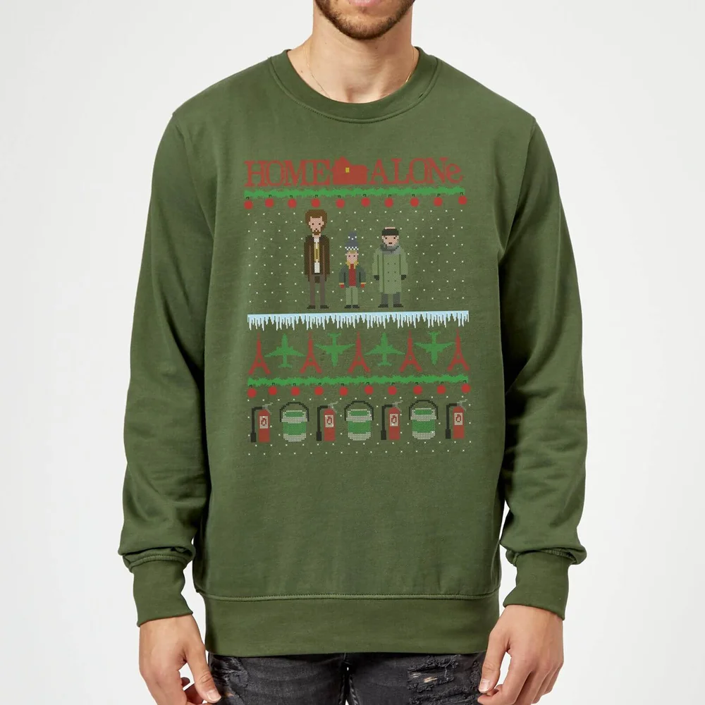 Home Alone Christmas Sweatshirt - Forest Green - S Afbeelding 1