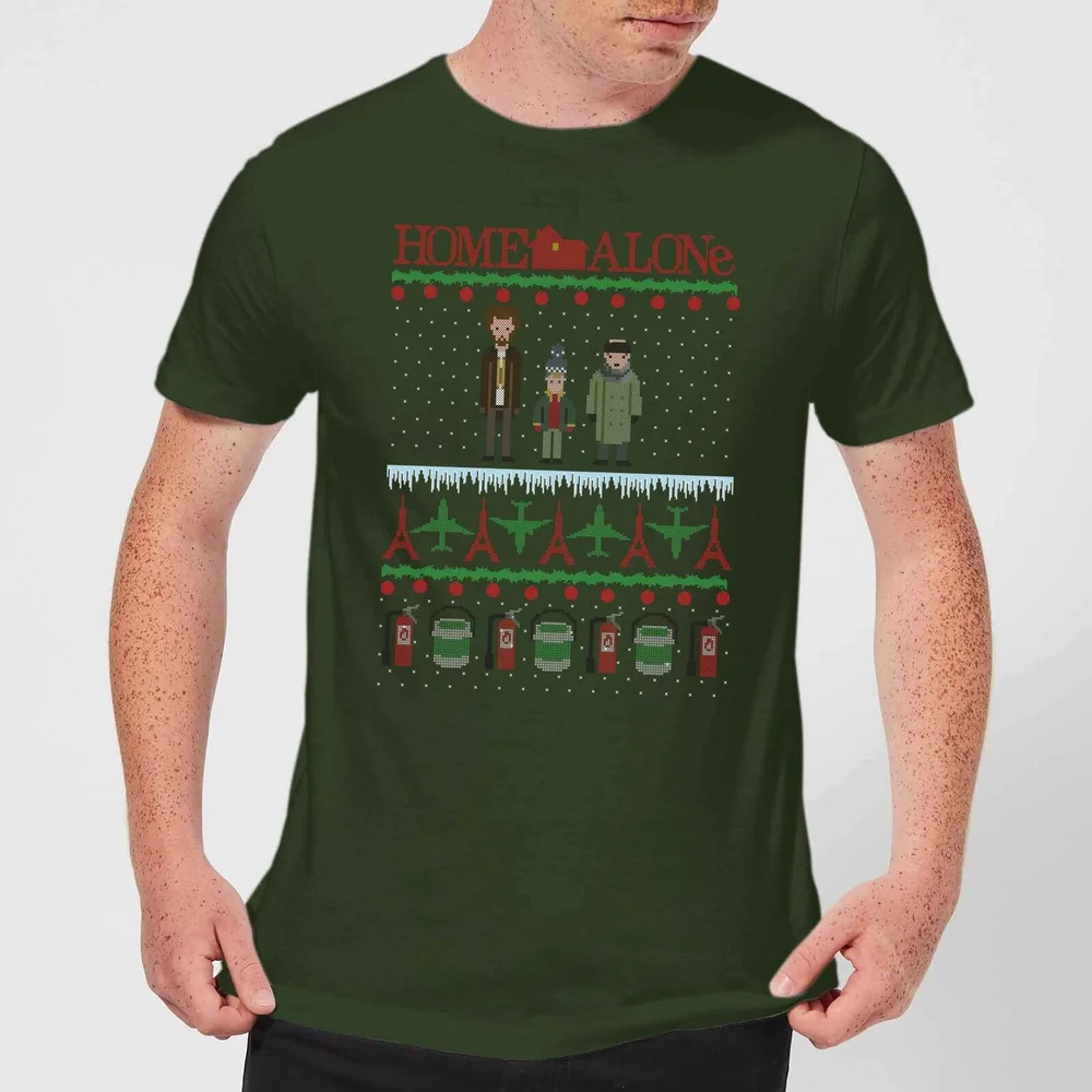 Home Alone Men's Christmas T-Shirt - Forest Green - S - Forest Green Afbeelding 1
