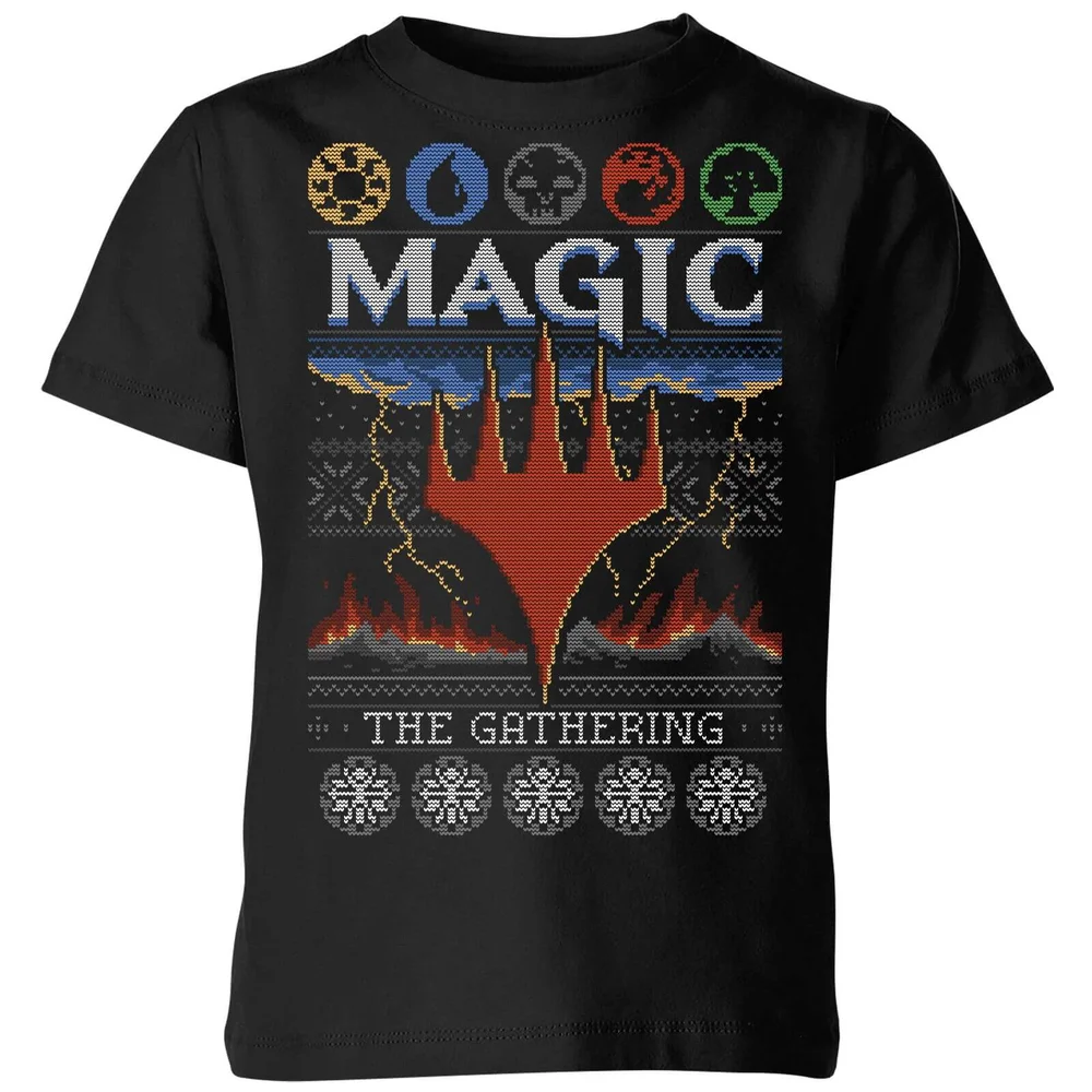 Magic: The Gathering Colours Of Magic Knit Kinder Kerst T-shirt - zwart - 98/104 (3-4 jaar) Afbeelding 1