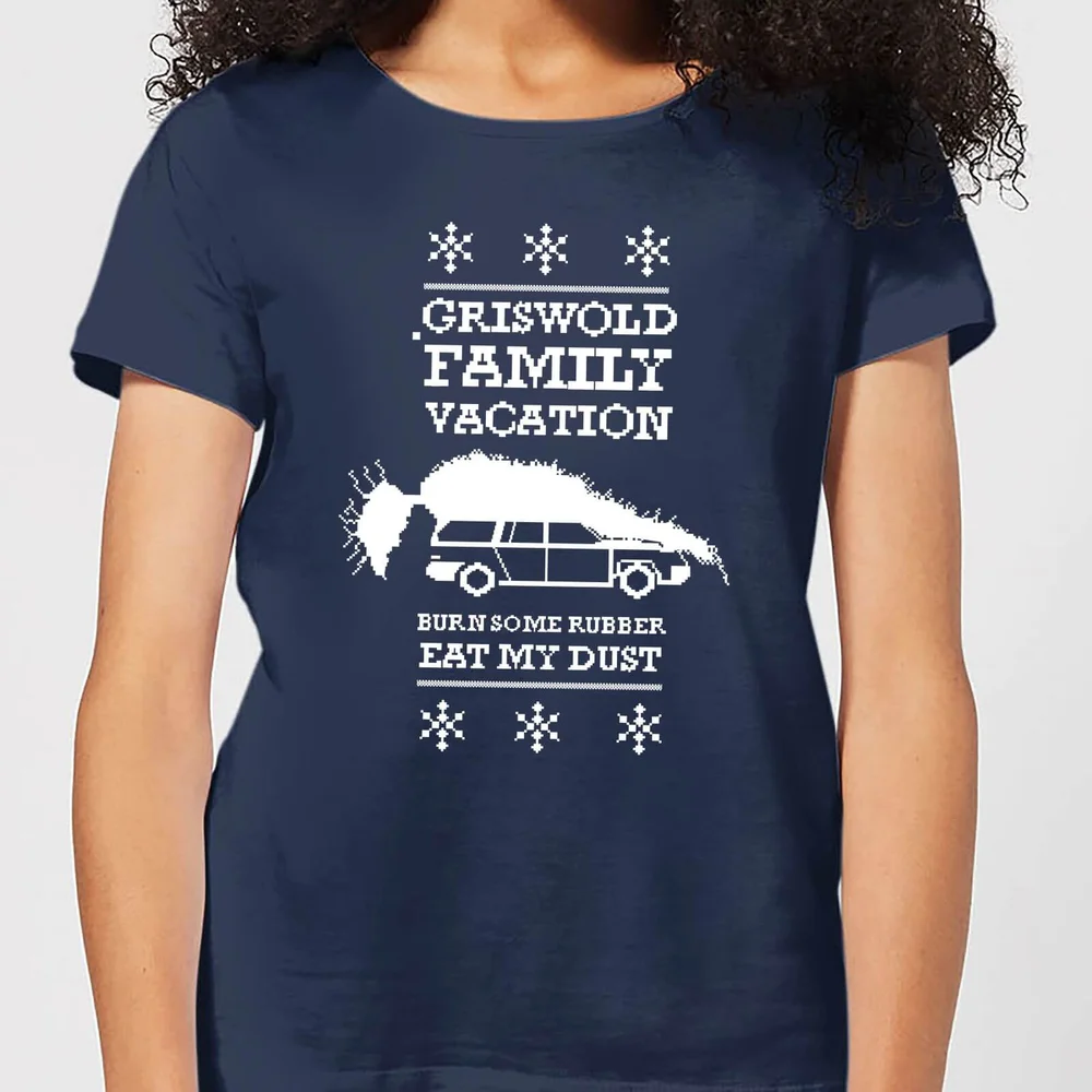 National Lampoon Griswold Vacation Ugly Knit Women's Christmas T-Shirt - Navy - S Afbeelding 1
