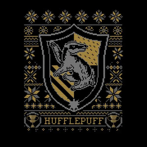 Harry Potter Hufflepuff Crest dames kerst t-shirt - Zwart