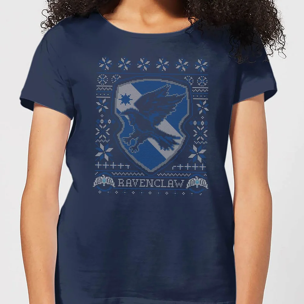 Harry Potter Ravenclaw Crest dames kerst t-shirt - Navy - S Afbeelding 1