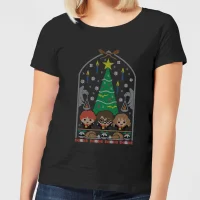 Harry Potter Hogwarts Tree dames kerst t-shirt - Zwart