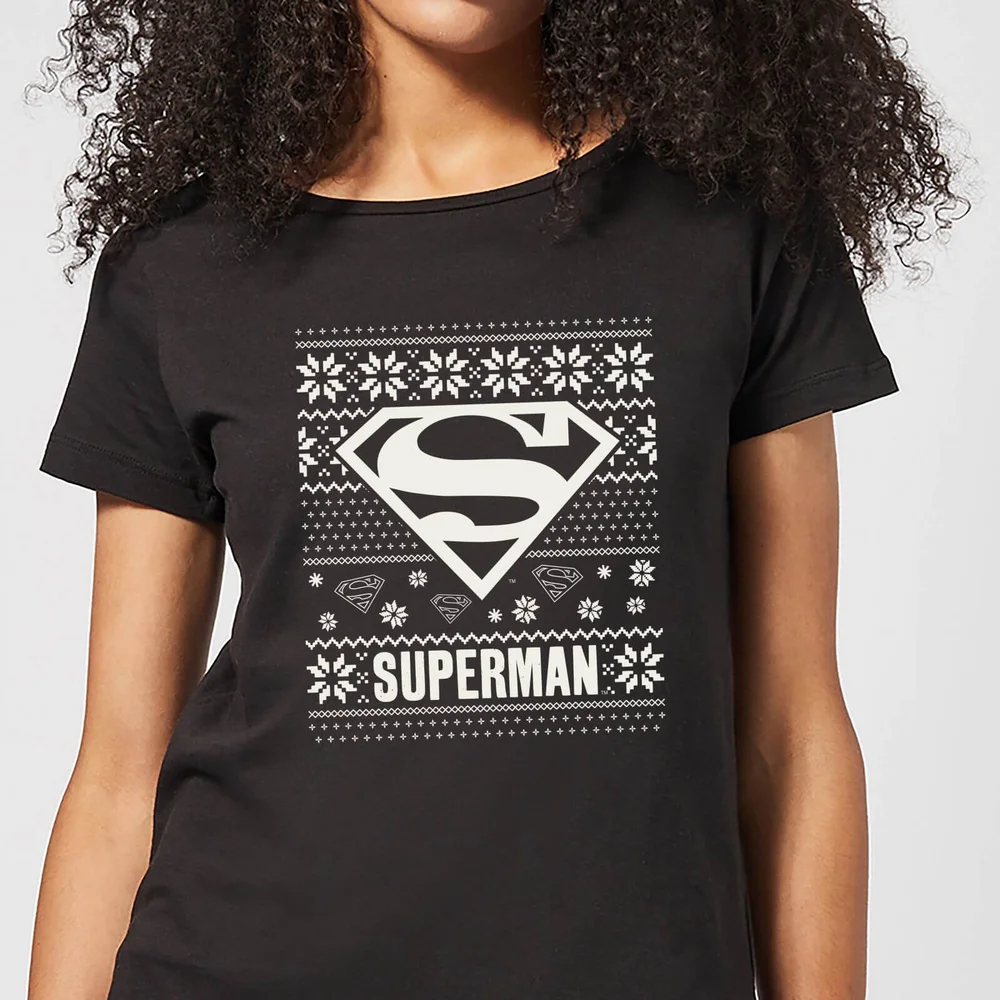 DC Superman Knit Pattern Women's Christmas T-Shirt - Black - XS Afbeelding 1
