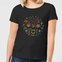 Harry Potter Characters Christmas dames t-shirt - Zwart