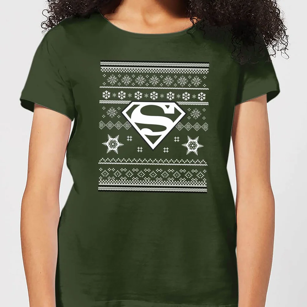 DC Superman Women's Christmas T-Shirt - Forest Green - XS Afbeelding 1