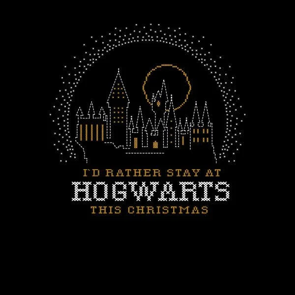 Harry Potter I'd Rather Stay At Hogwarts dames kerst t-shirt - Zwart