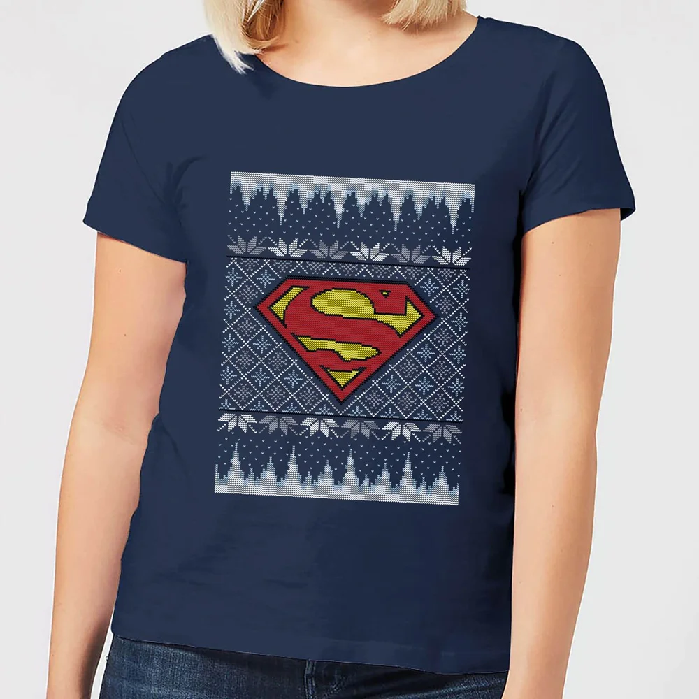DC Superman Knit Women's Christmas T-Shirt - Navy - XS Afbeelding 1