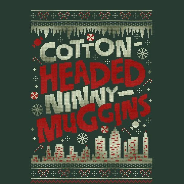 Elf Cotton-Headed-Ninny-Muggins Knit Women's Christmas T-Shirt - Forest Green