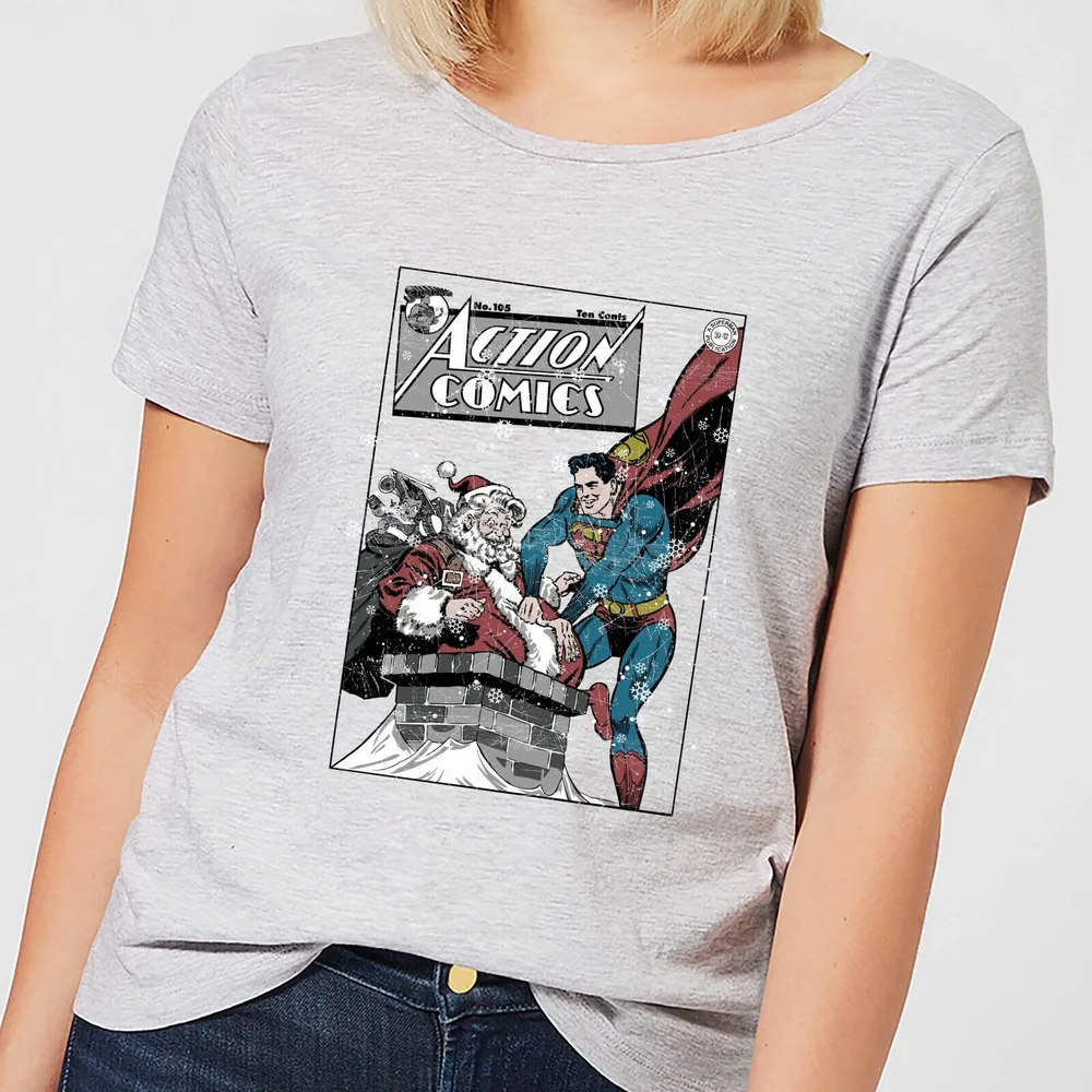 DC Superman Action Comics Women's Christmas T-Shirt - Grey - XS Afbeelding 1