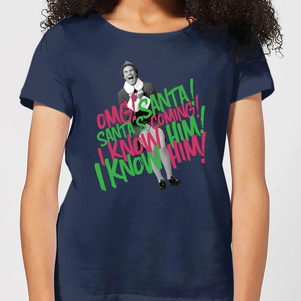 Elf Santa! I Know Him! Women's Christmas T-Shirt - Navy - XS Afbeelding 1