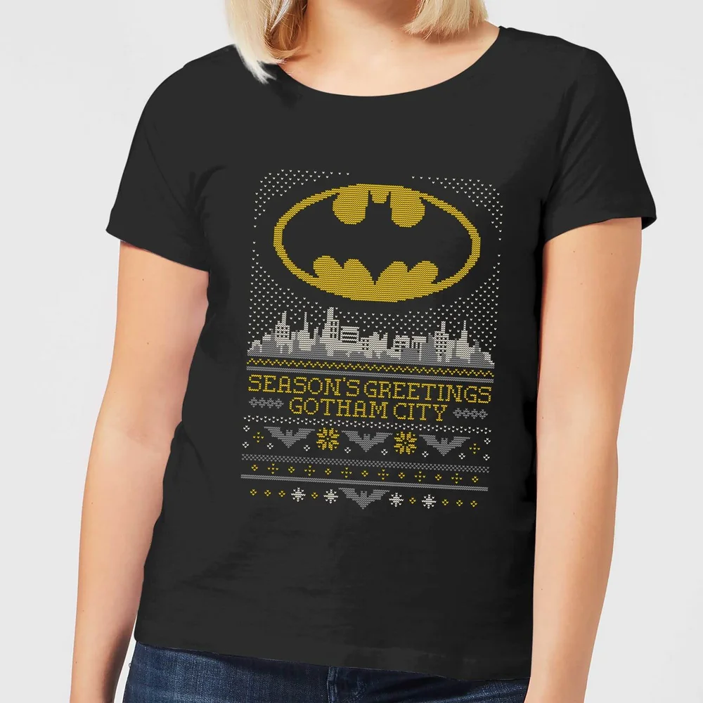 DC Seasons Greetings From Gotham Women's Christmas T-Shirt - Black - XS Afbeelding 1