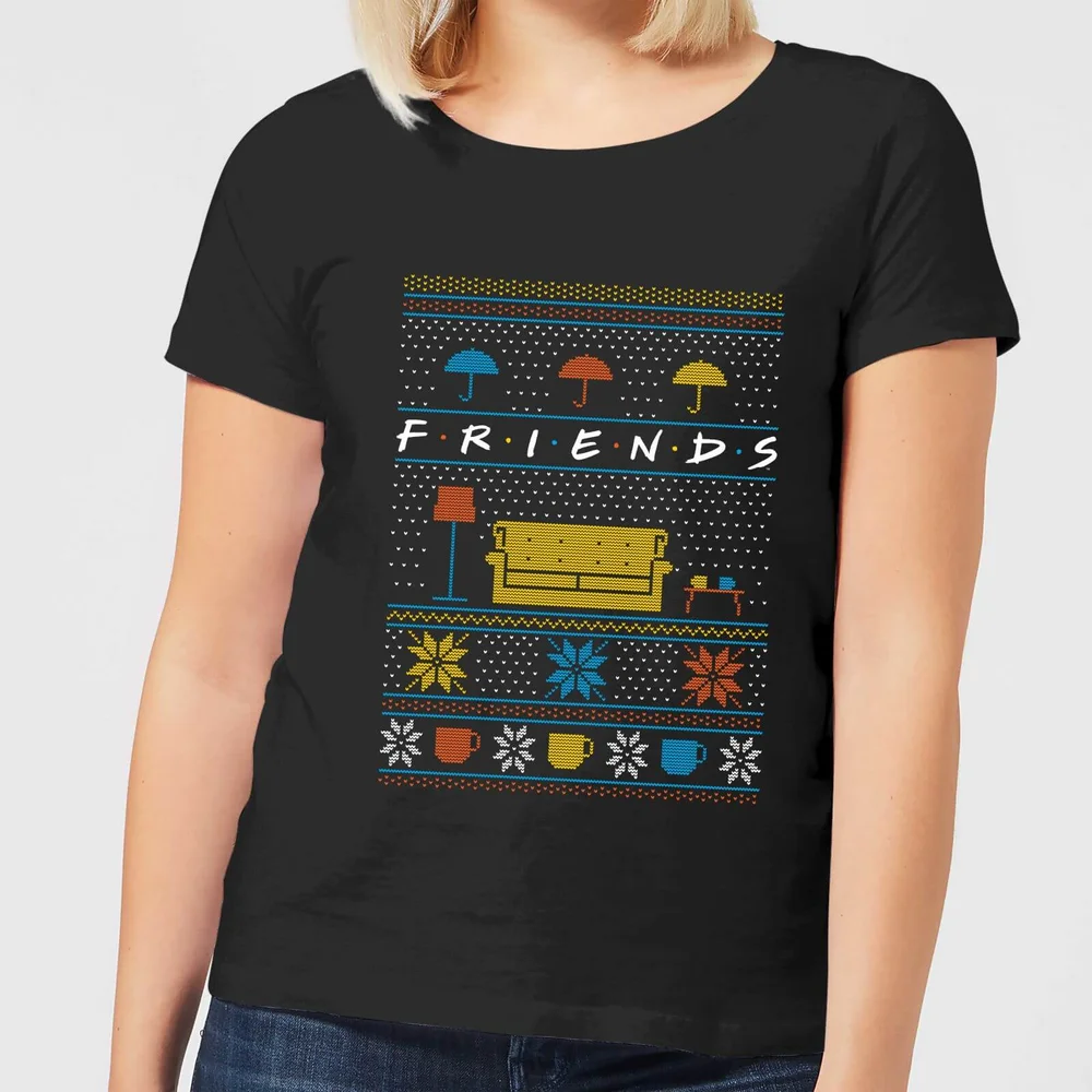 Friends Sofa Knit dames Christmas t-shirt - Zwart - XS Afbeelding 1