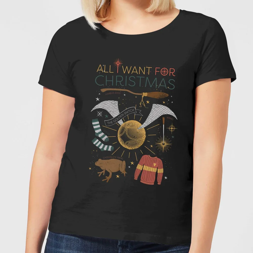 Harry Potter All I Want for Christmas dames t-shirt - Zwart - XS Afbeelding 1