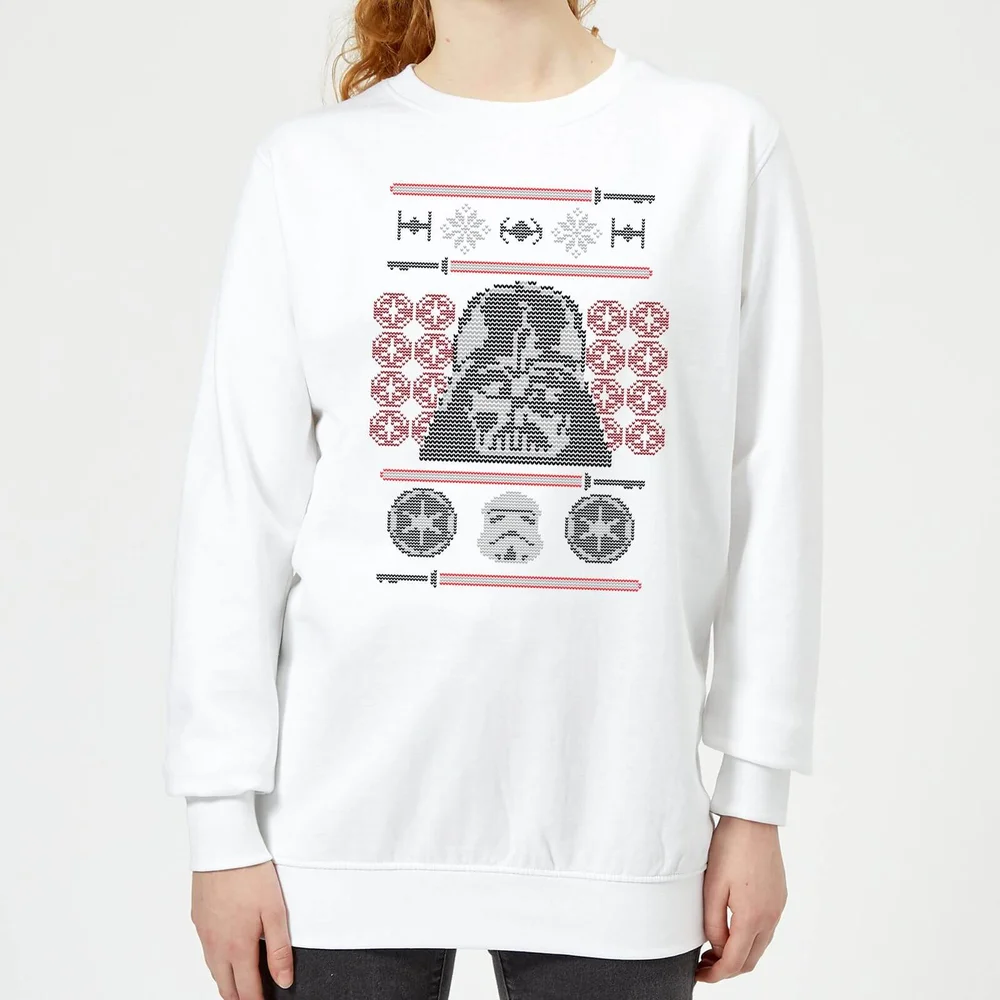 Star Wars Darth Vader Face Knit Women's Christmas Jumper - White - XS Afbeelding 1