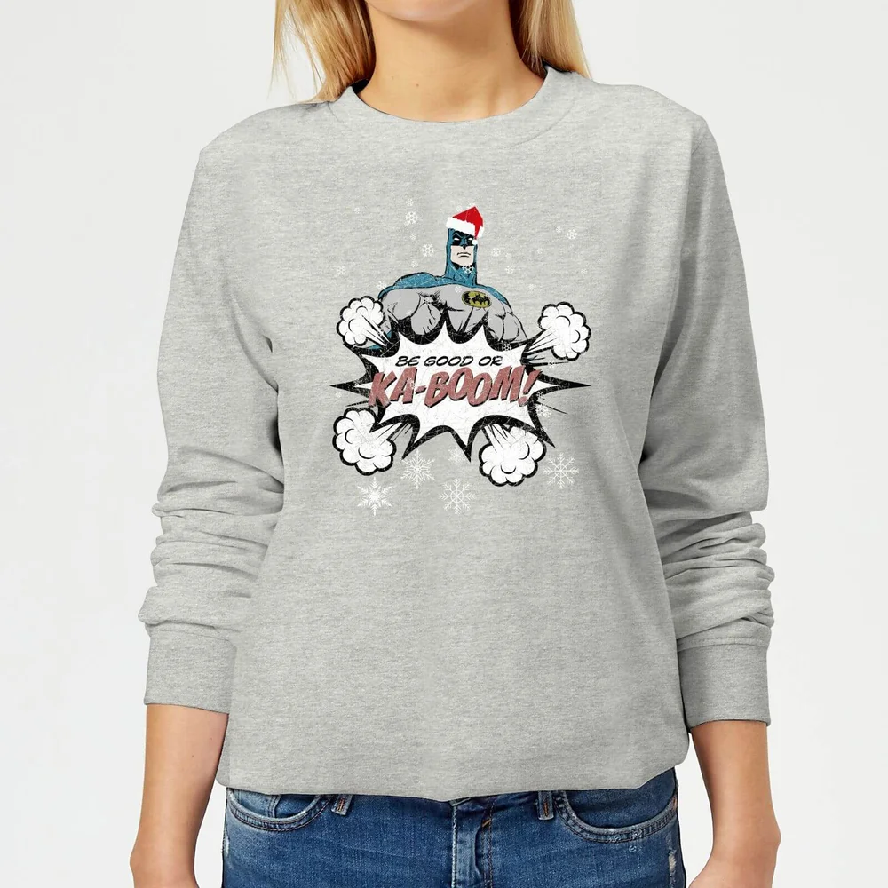 DC Comics Batman Be Good Women's Christmas Sweater in Grey - 3XL Afbeelding 1