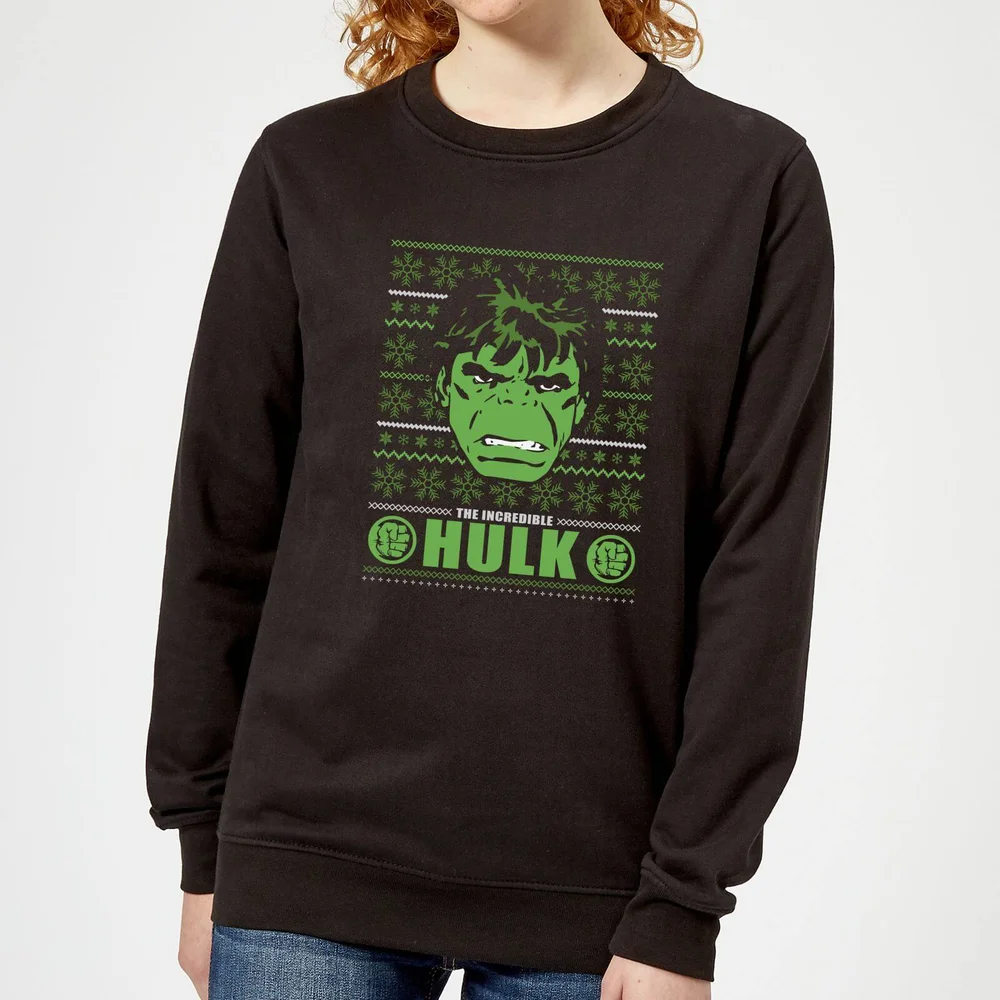 Marvel Hulk Face dames kersttrui - Zwart - XS Afbeelding 1