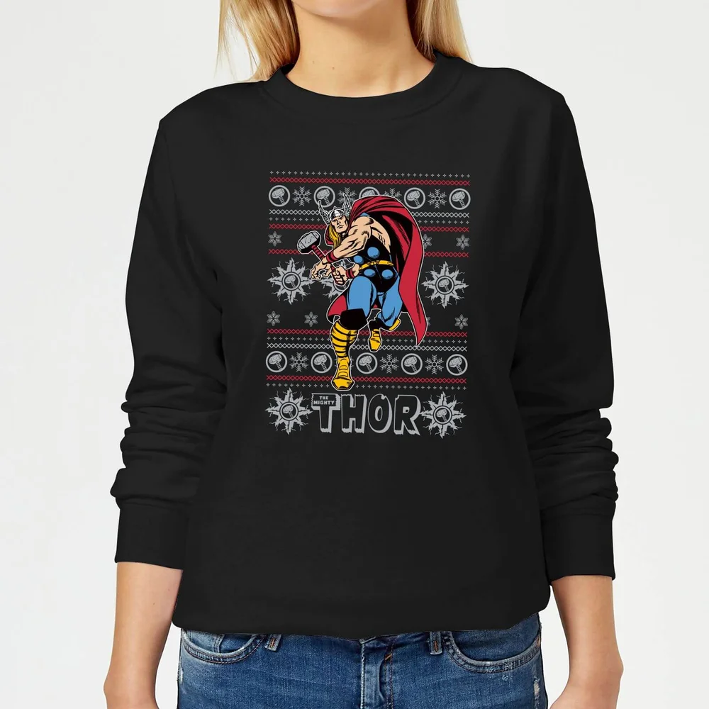 Marvel Thor dames kersttrui - Zwart - XS Afbeelding 1
