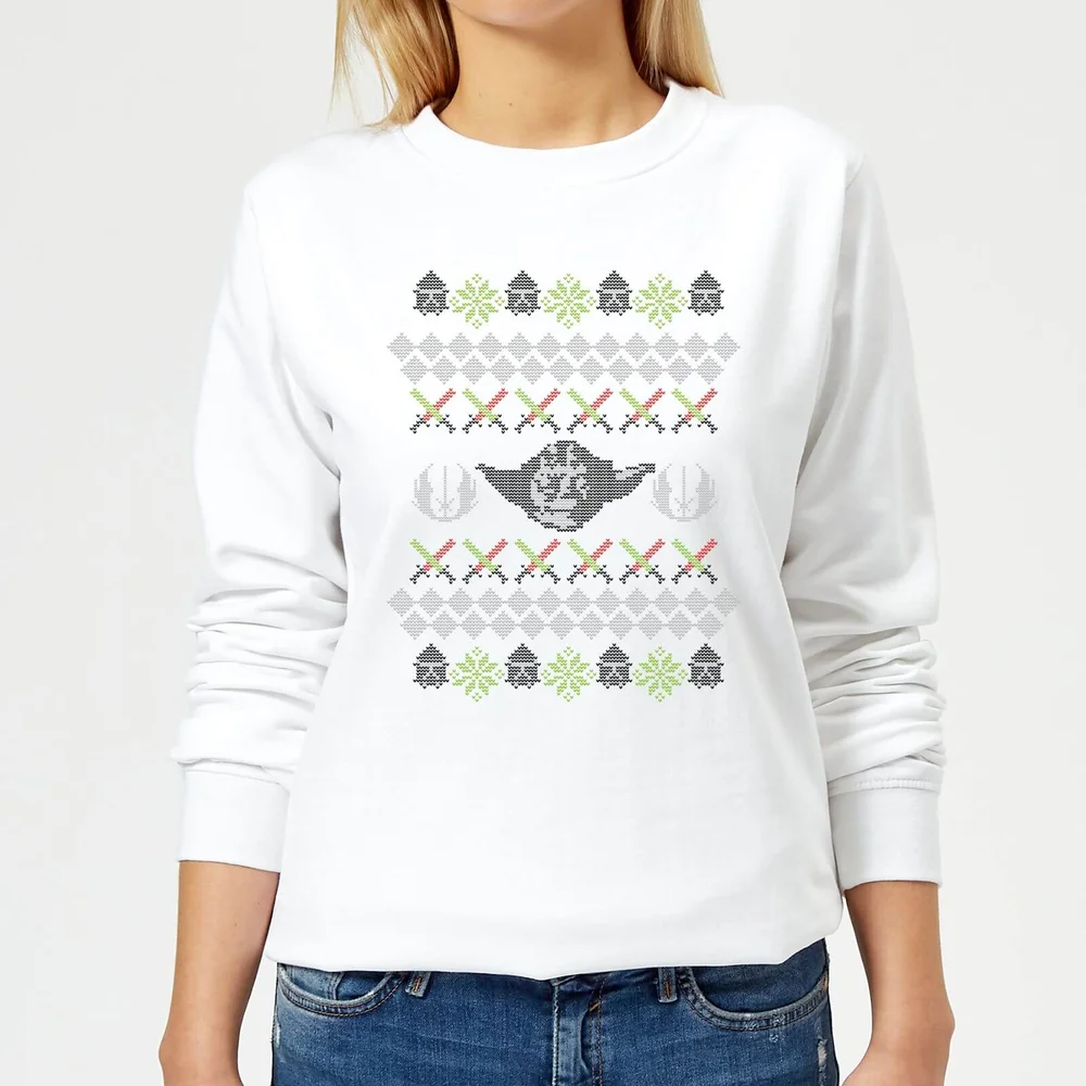 Star Wars Yoda Knit Women's Christmas Jumper - White - XS Afbeelding 1