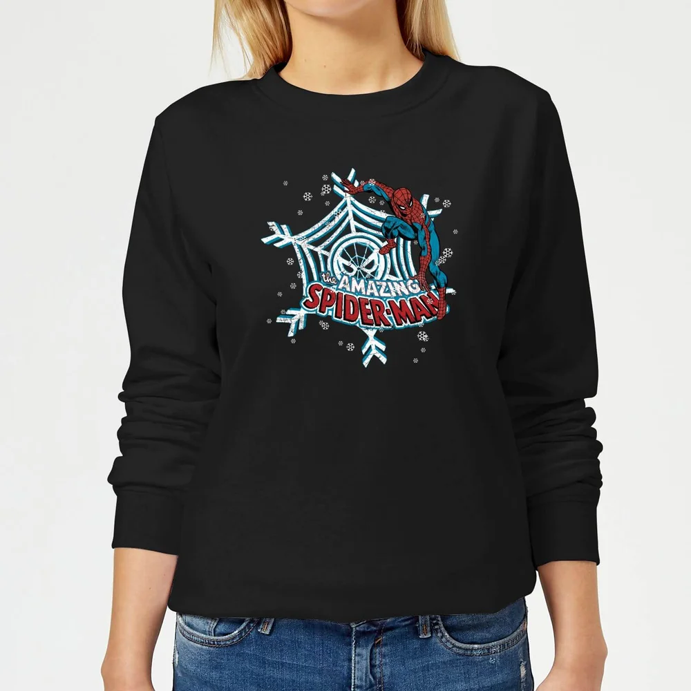 Marvel The Amazing Spider-Man Snowflake Web dames kersttrui - Zwart - XS Afbeelding 1