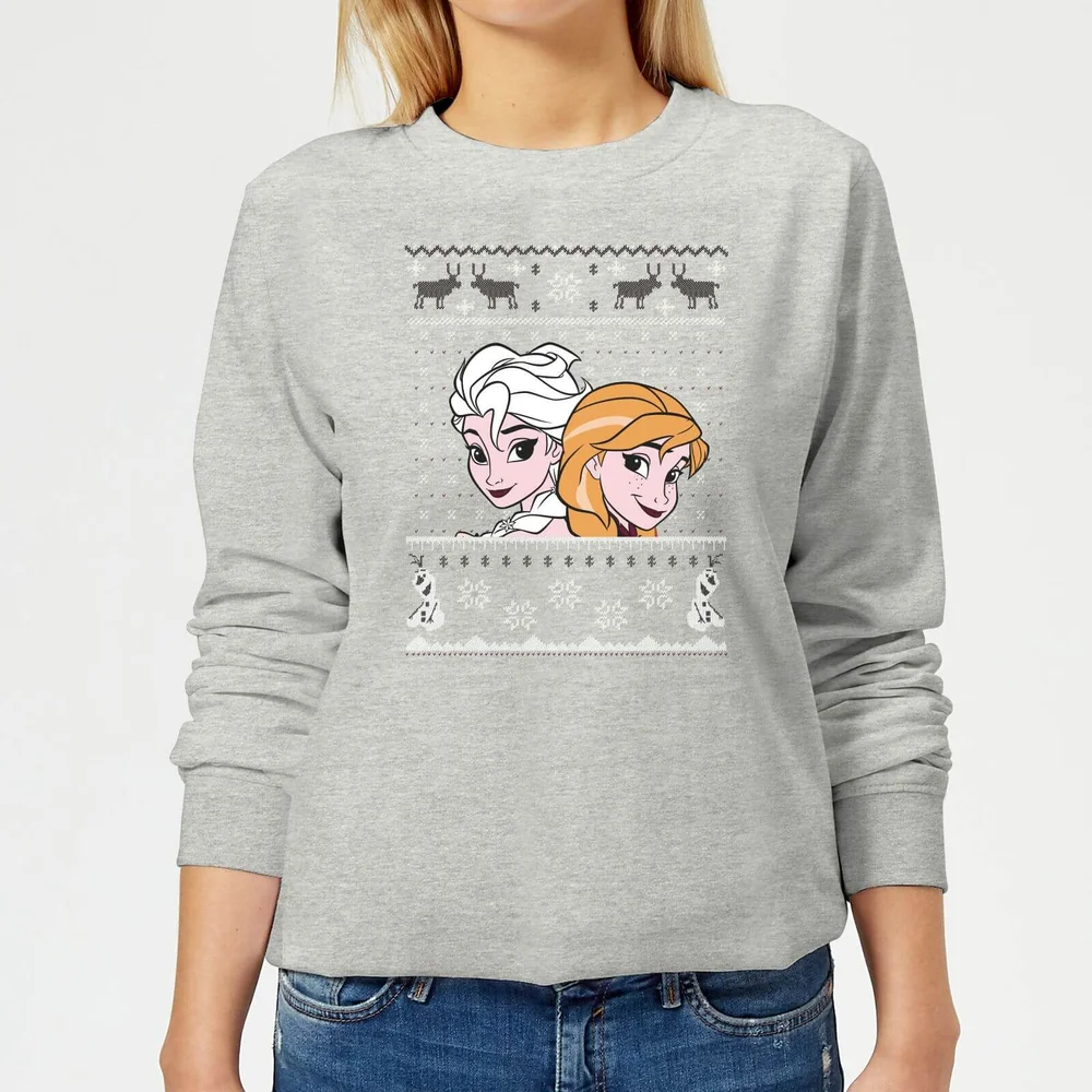 Disney Frozen Elsa and Anna Women's Christmas Sweatshirt - Grey - 3XL Afbeelding 1