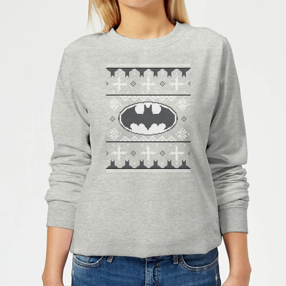 DC Comics Batman Knit Women's Christmas Sweater in Grey - 3XL Afbeelding 1